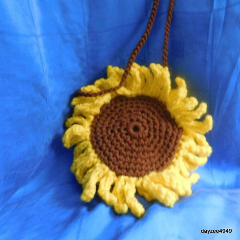 New Sunflower crossbody crocheted purse with zipper